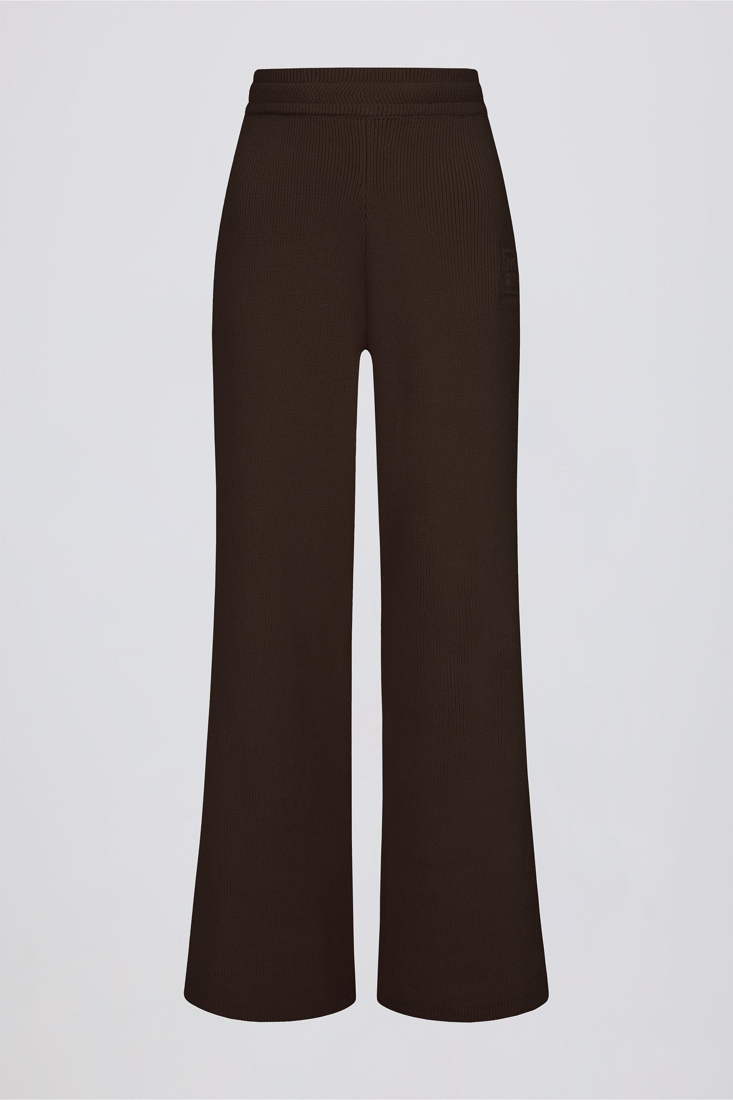 Ribbed-Knit Wide-Leg Joggers in Pecan