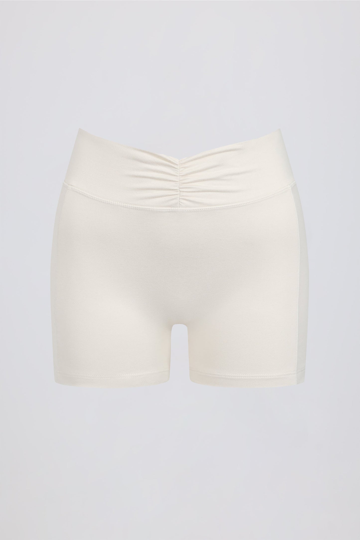 Ruched Mini Shorts in Ivory Marl