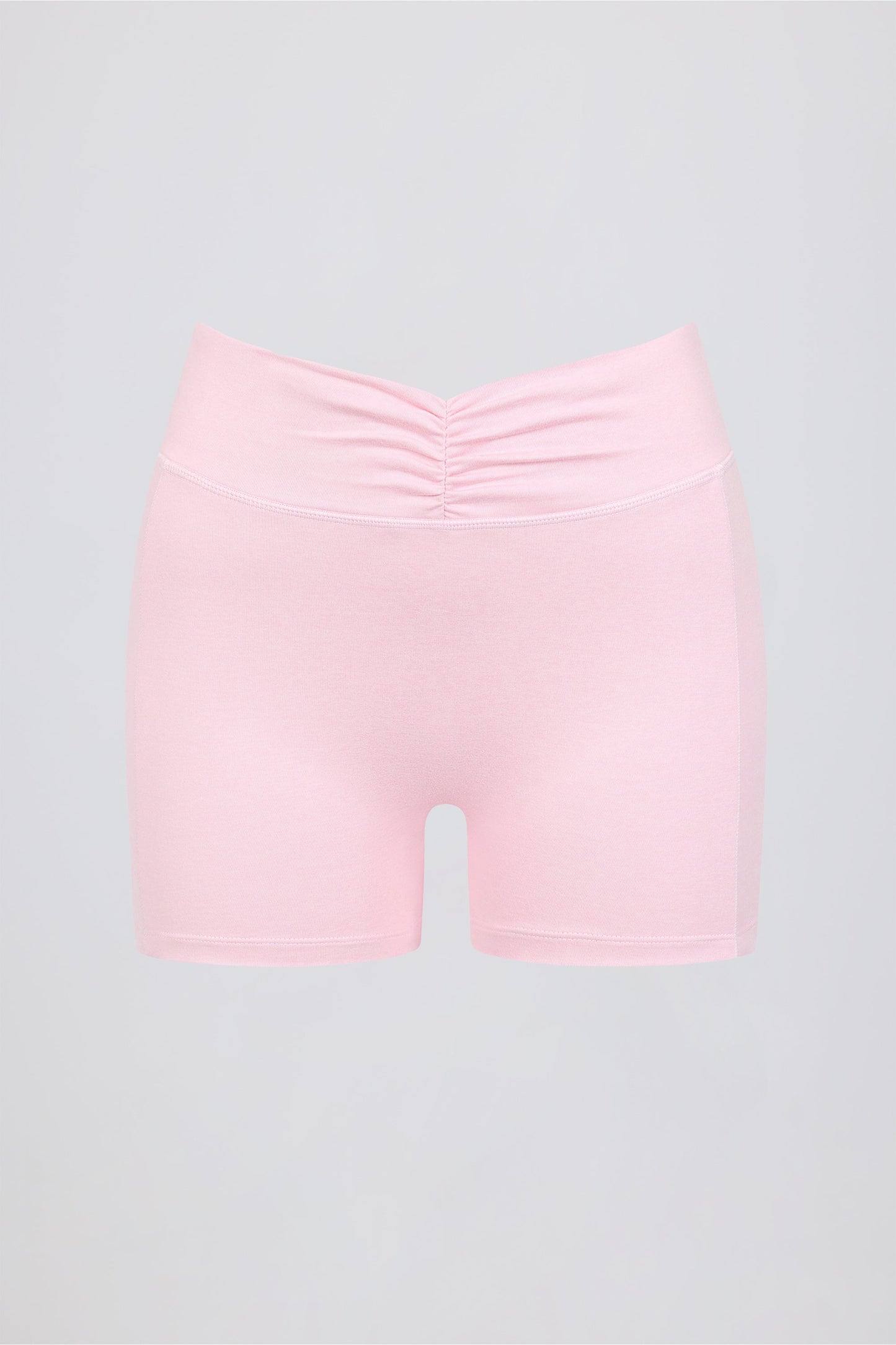 Ruched Mini Shorts in Pale Pink Marl