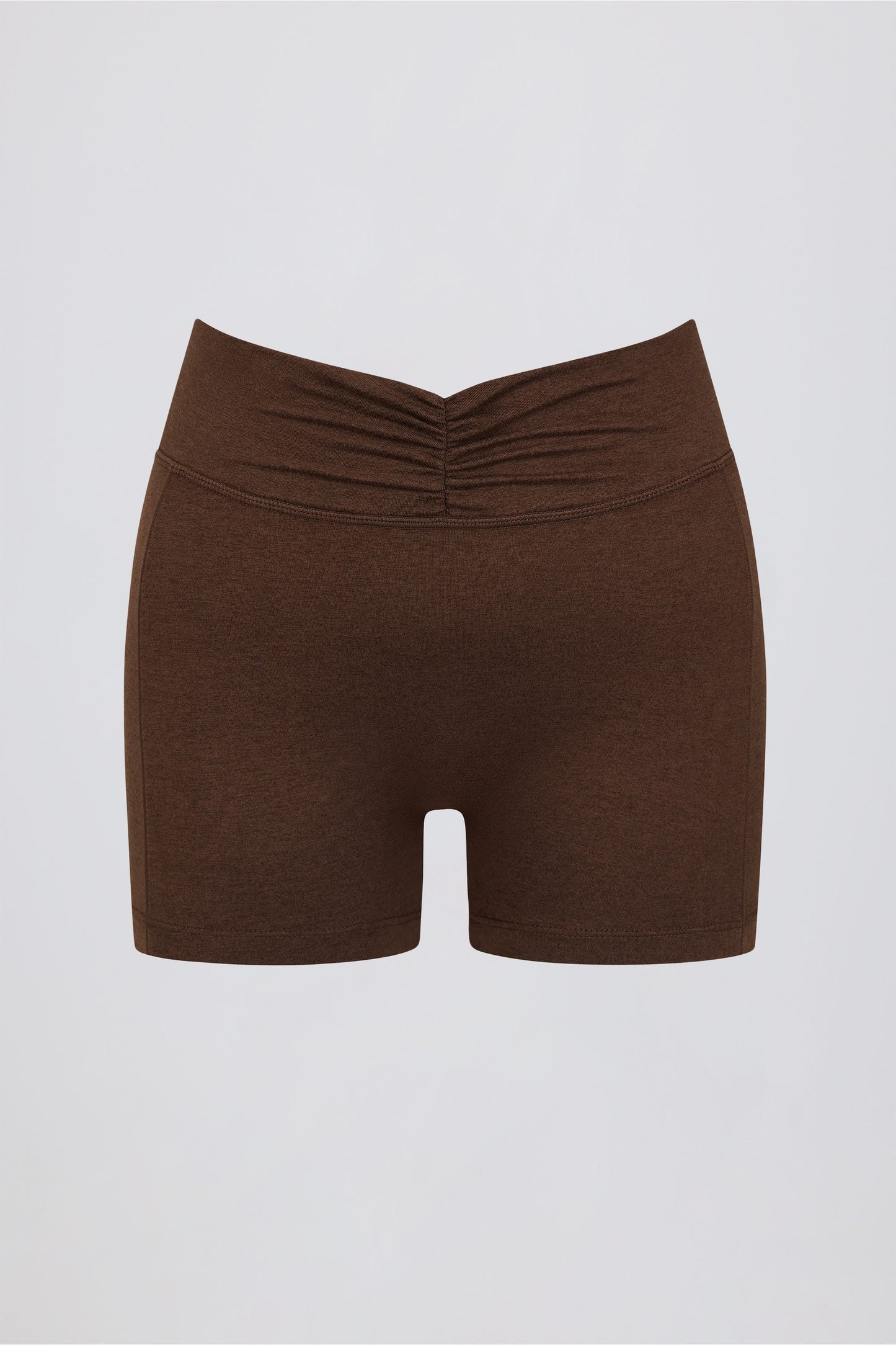 Ruched Mini Shorts in Pecan Marl
