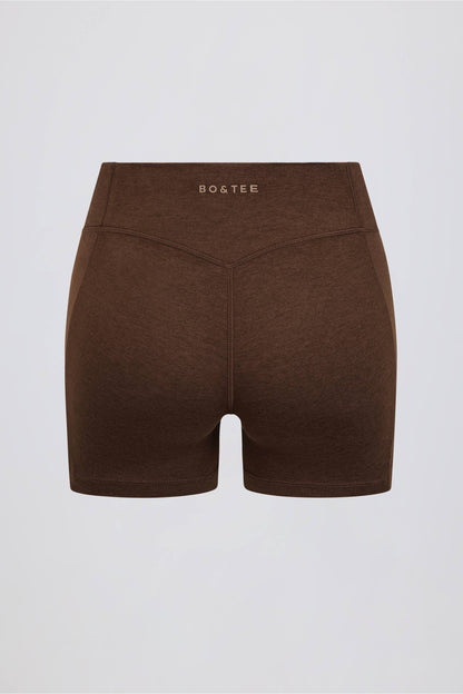 Ruched Mini Shorts in Pecan Marl