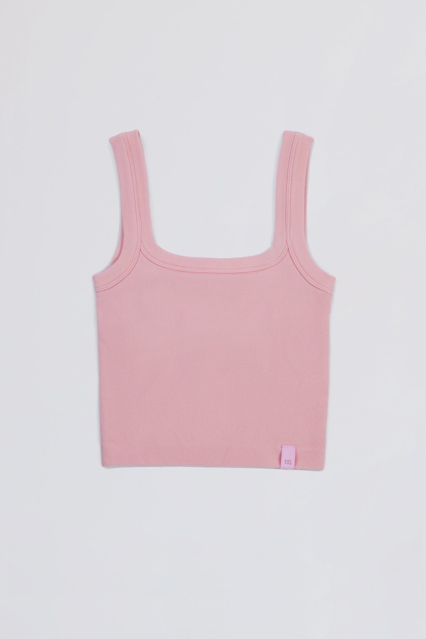 Seamless Soft Rib Square-Neck Tank Top in Powder Pink