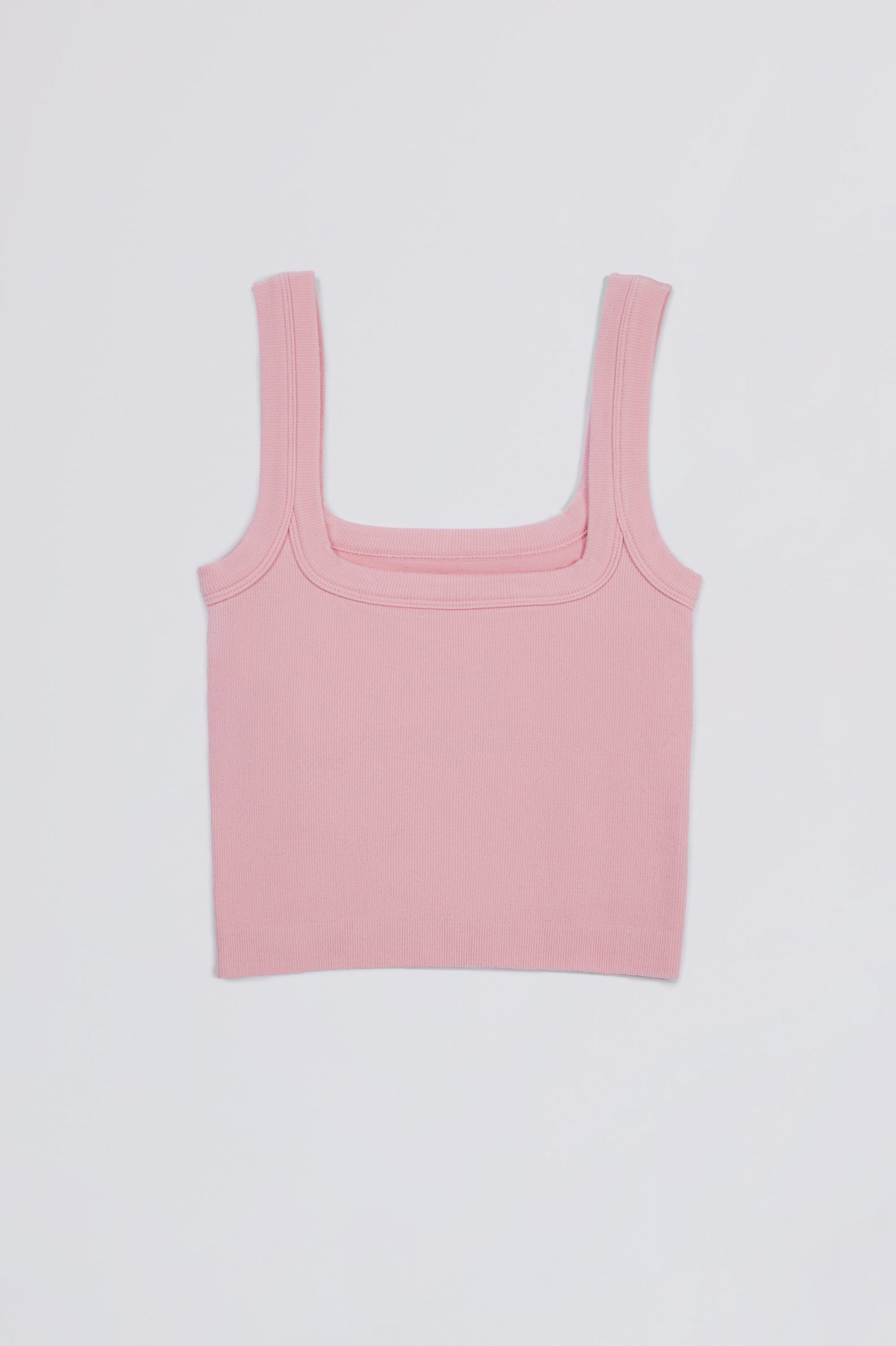 Seamless Soft Rib Square-Neck Tank Top in Powder Pink