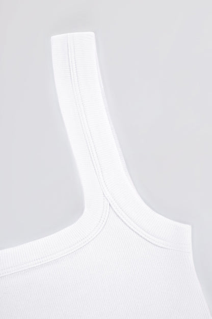 Seamless Soft Rib Square-Neck Tank Top in White