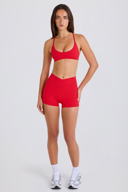 Soft Active Crossover Pocket Shorts in Strawberry Red