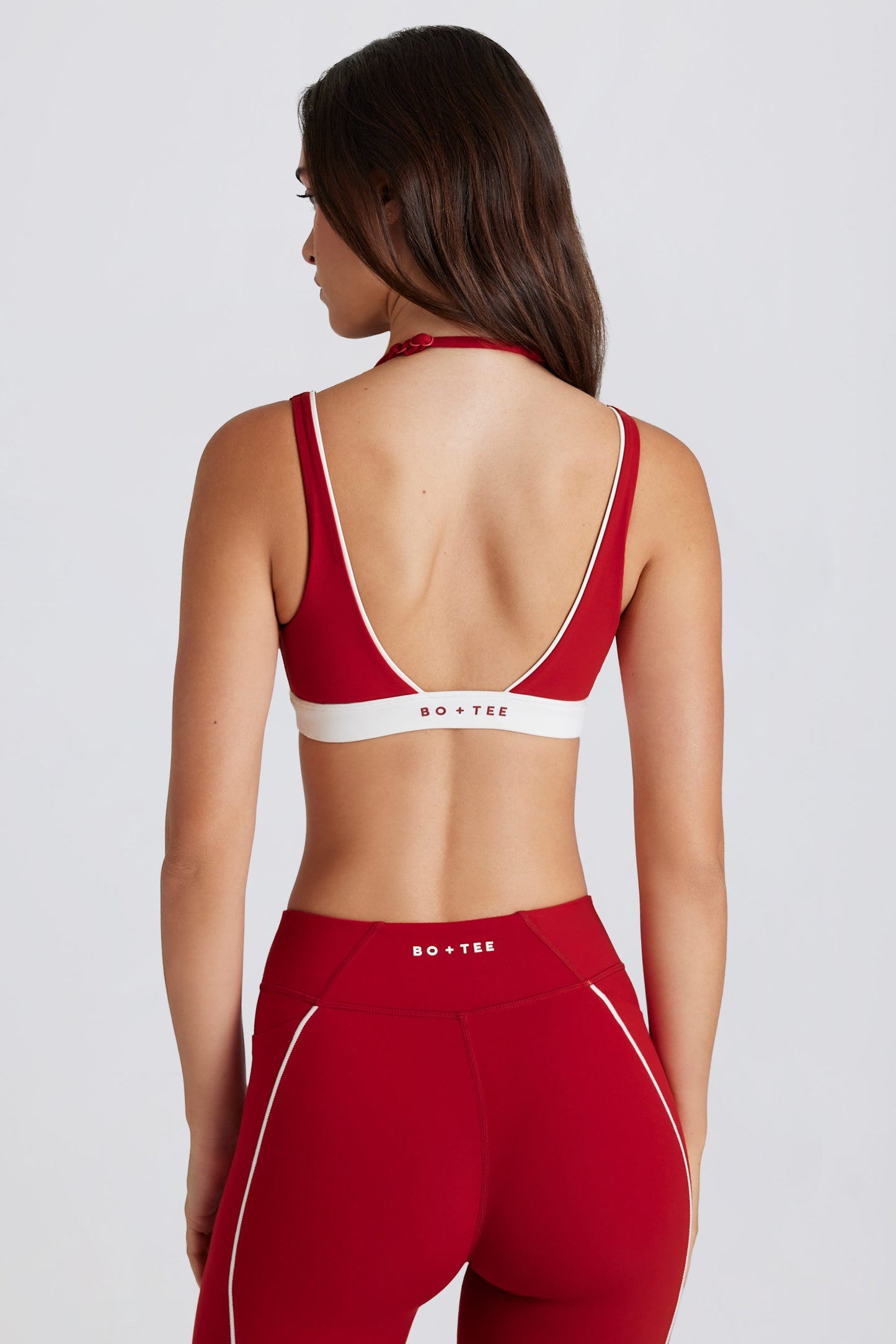 Soft Active Layered Sports Bra in Dark Red
