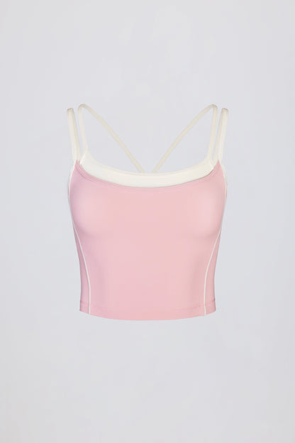 Soft Active Layered Tank Top in Powder Pink