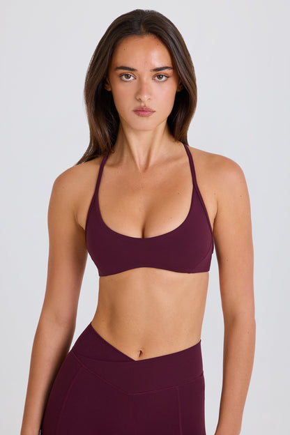 Soft Active Racerback Sports Bra in Burgundy