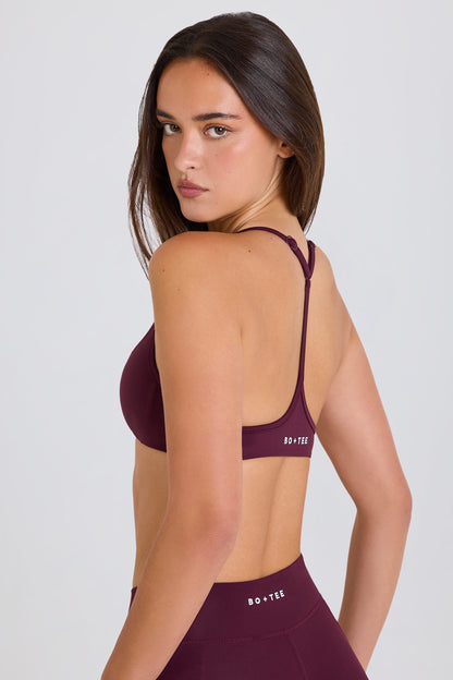 Soft Active Racerback Sports Bra in Burgundy