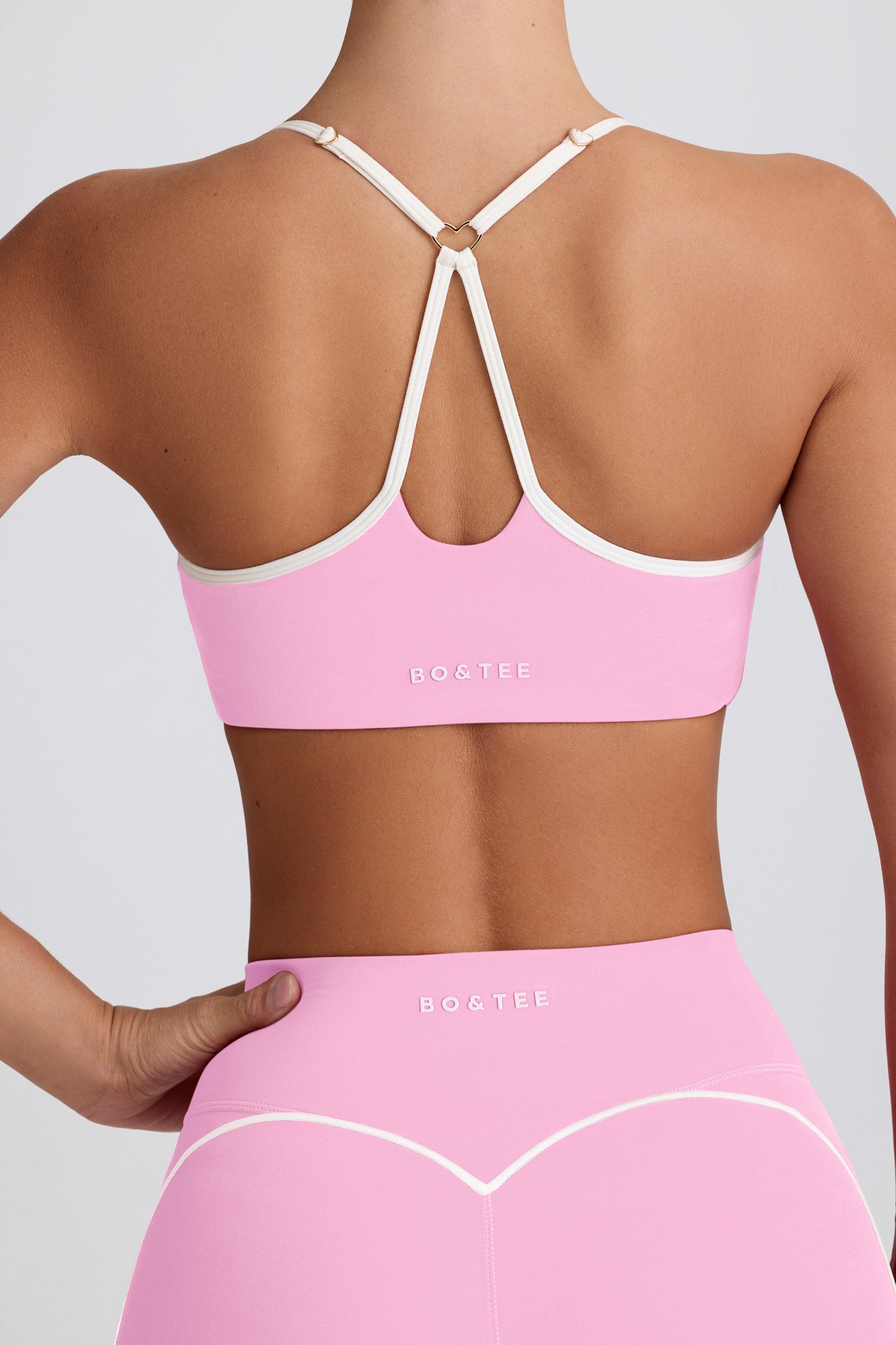 Soft Active Sweetheart-Neck Sports Bra in Baby Pink