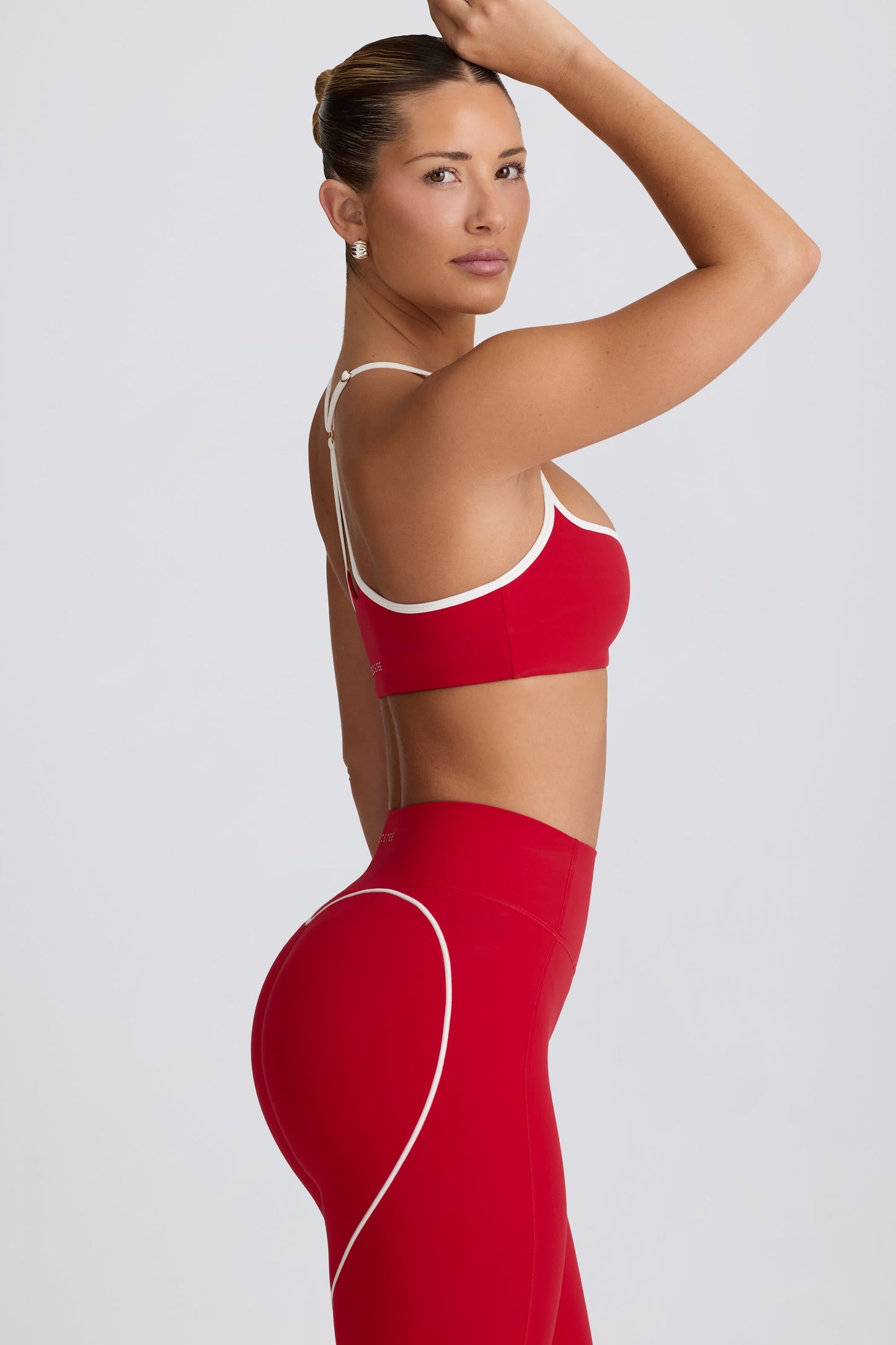 Soft Active Sweetheart-Neck Sports Bra in Hot Red