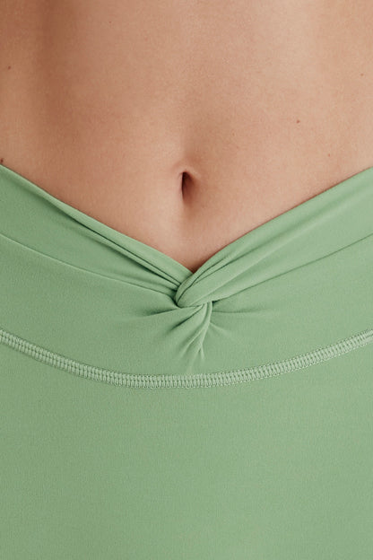 Soft Active Twist-Front Mini Shorts in Green