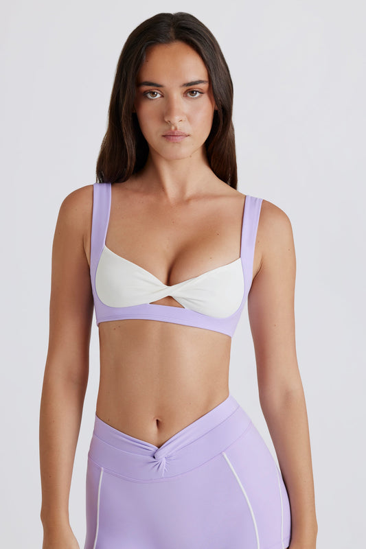 Soft Active Twist-Front Sports Bra in Lilac