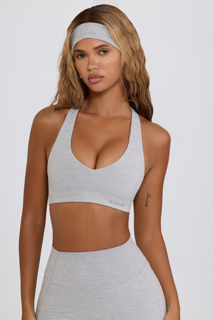 Soft Active V-Neck Sports Bra in Grey Marl
