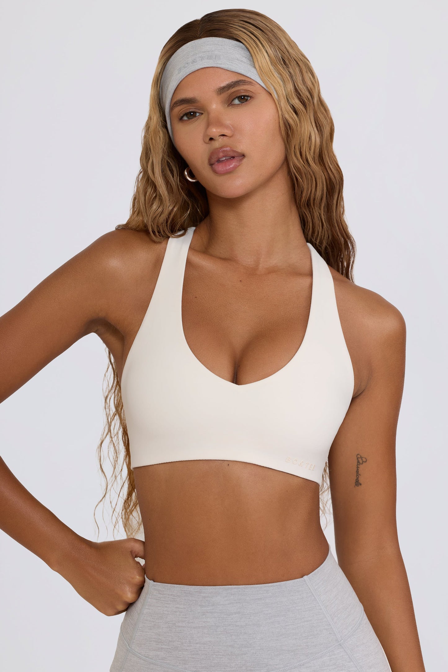 Soft Active V-Neck Sports Bra in White