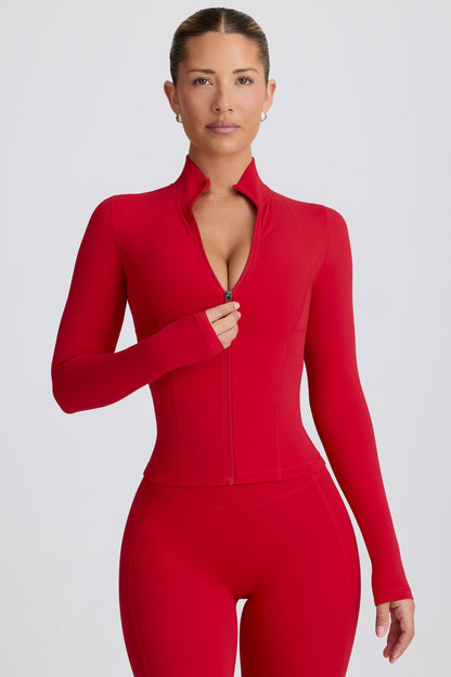 Soft Active Zip-Up Jacket in Hot Red