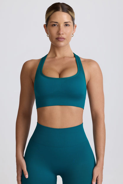 Super Sculpt Seamless T-Back Sports Bra in Teal