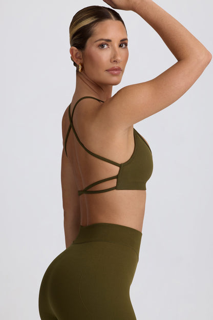Super Sculpt Seamless Backless Sports Bra in Dark Green