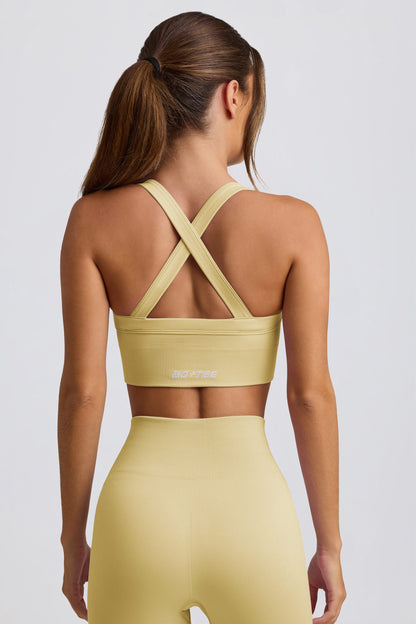 Super Sculpt Seamless Cross-Back Sports Bra in Butter Yellow