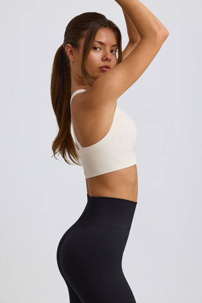 Super Sculpt Seamless Cross-Back Sports Bra in White