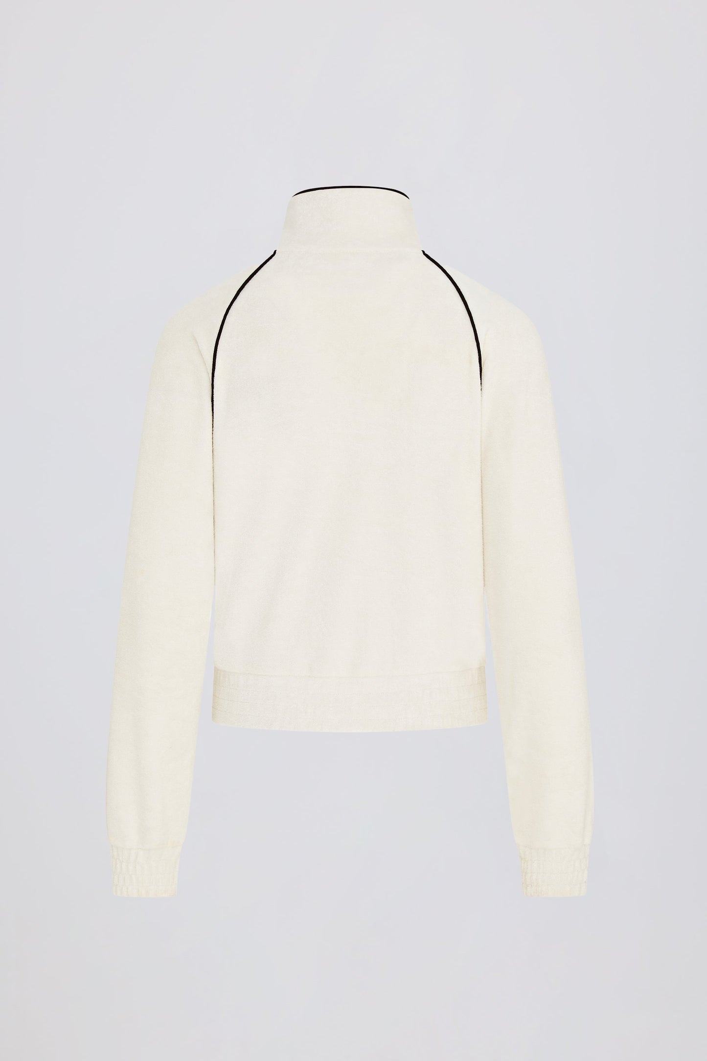 Terry Towelling Zip-Up Cropped Sweatshirt in Ivory
