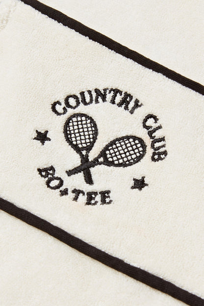 Terry Towelling Zip-Up Cropped Sweatshirt in Ivory