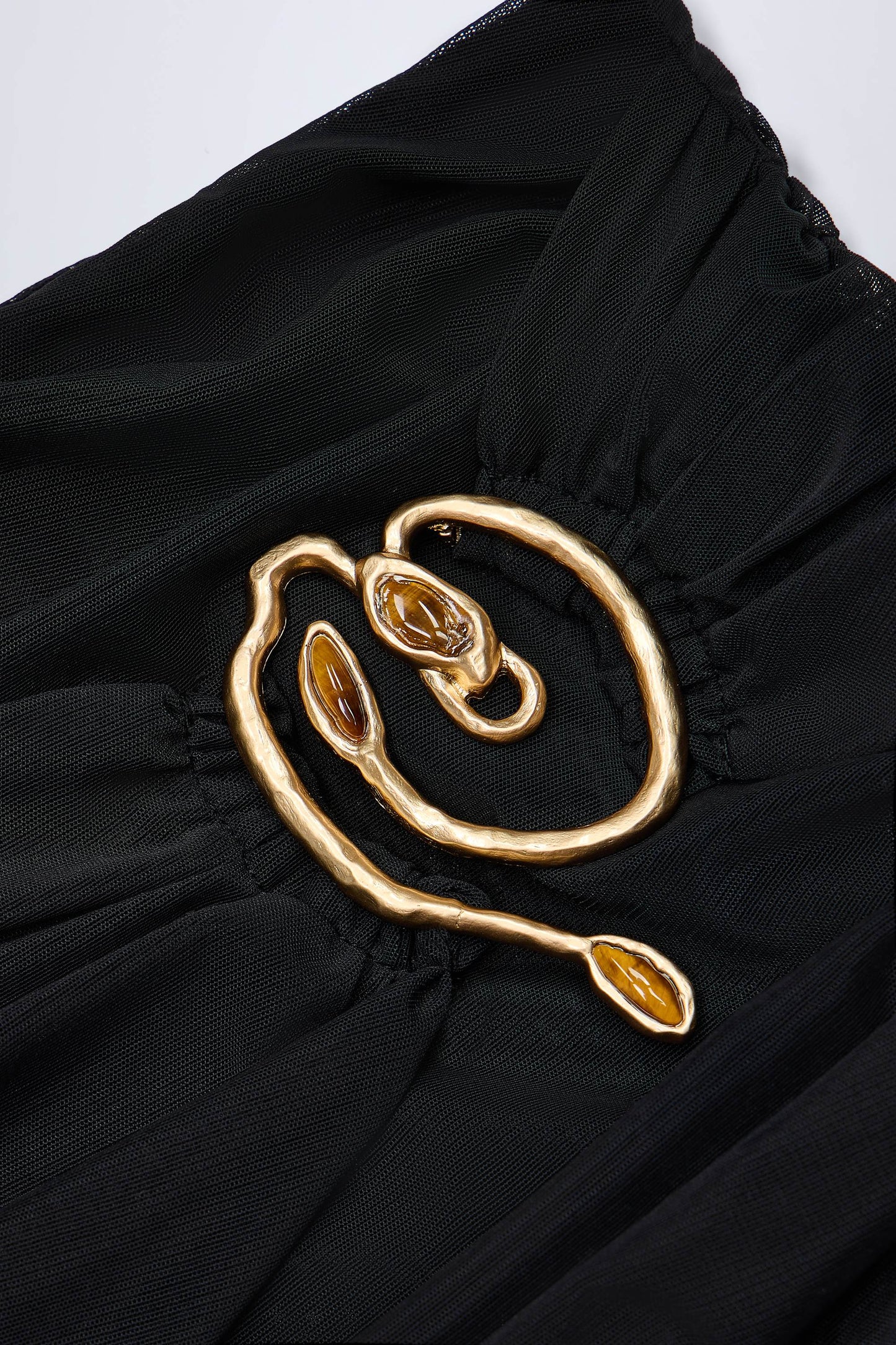 Hardware-Detail Ruffled Mid-Rise Mini Skirt in Black